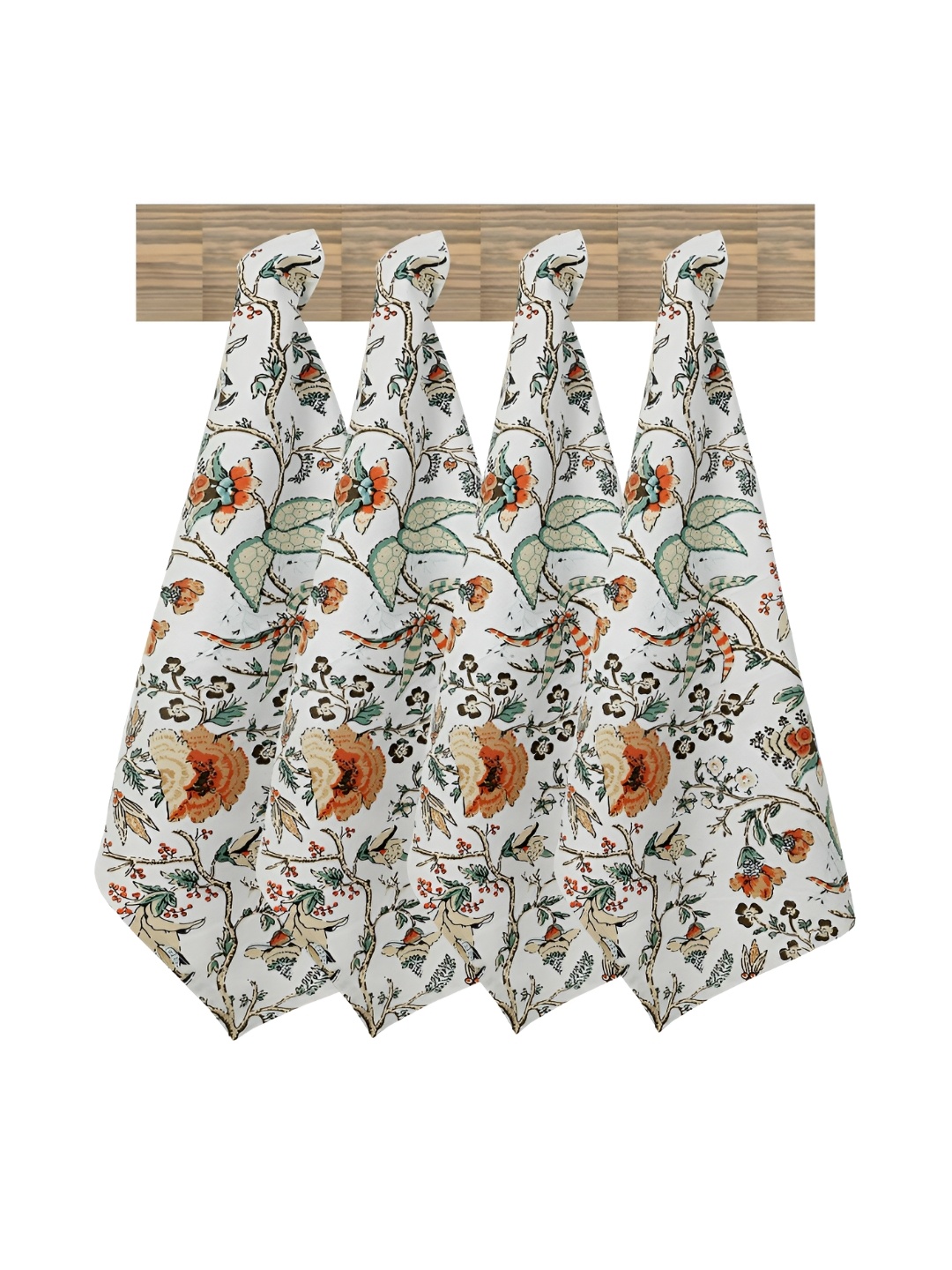

Texstylers 4 Pieces Brown & White Printed Cotton Kitchen Towels