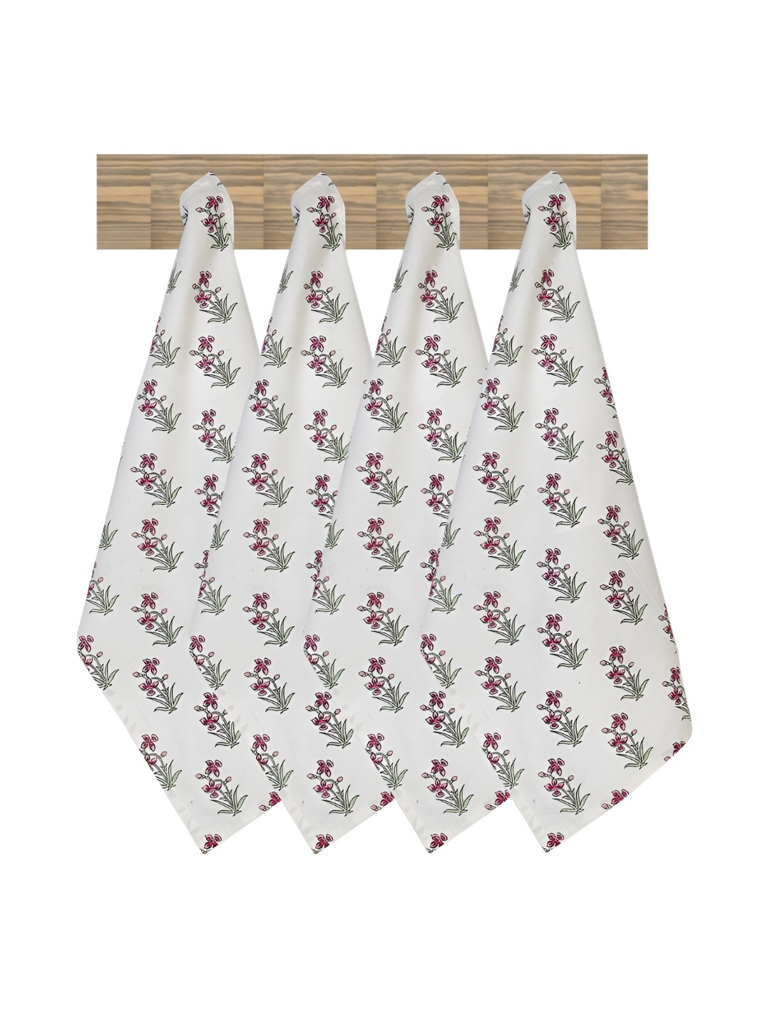 

Texstylers 4 Pieces White & Pink Printed Cotton Kitchen Towels