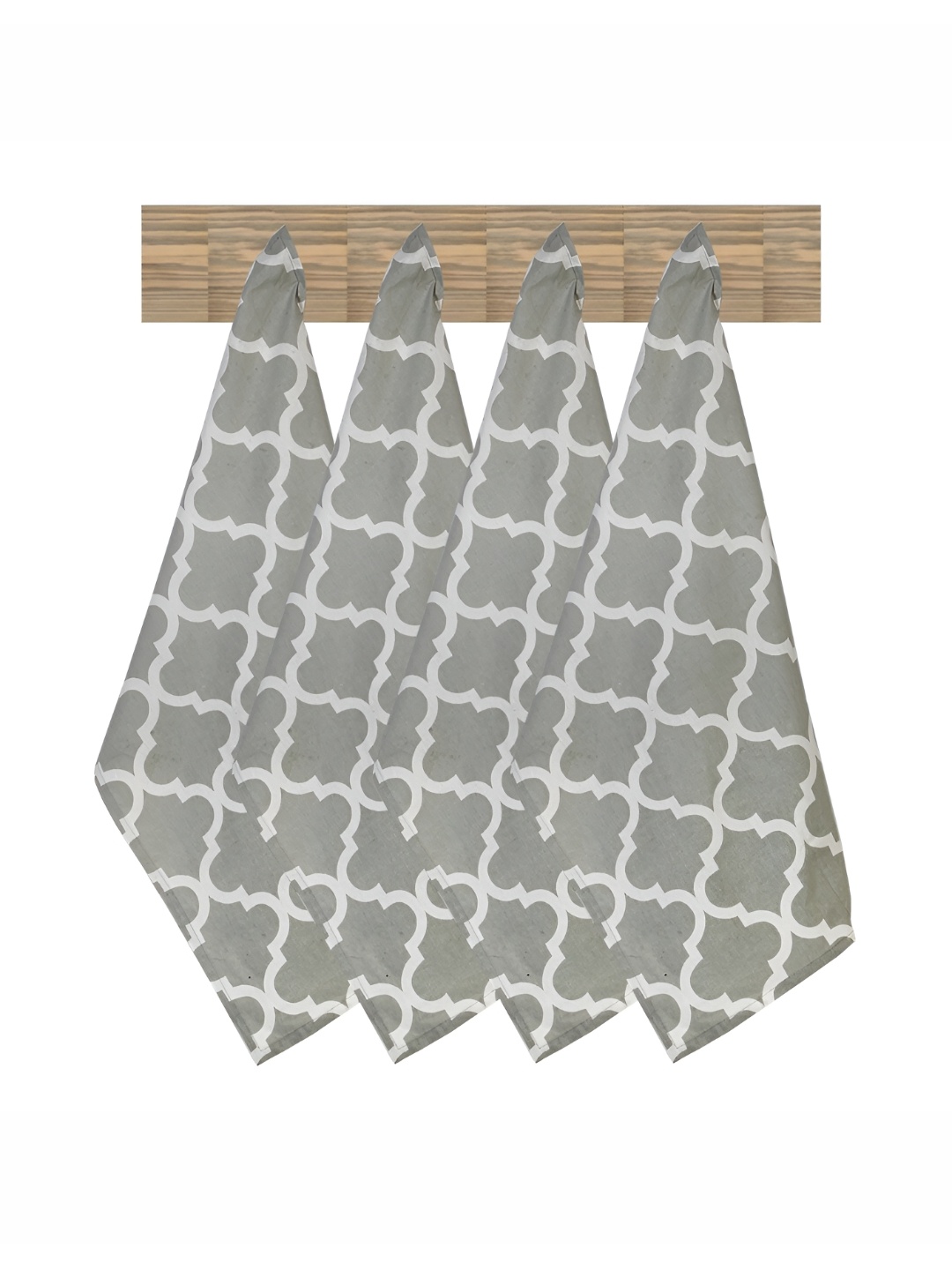 

Texstylers 4 Pieces Grey & White Printed Cotton Kitchen Towels