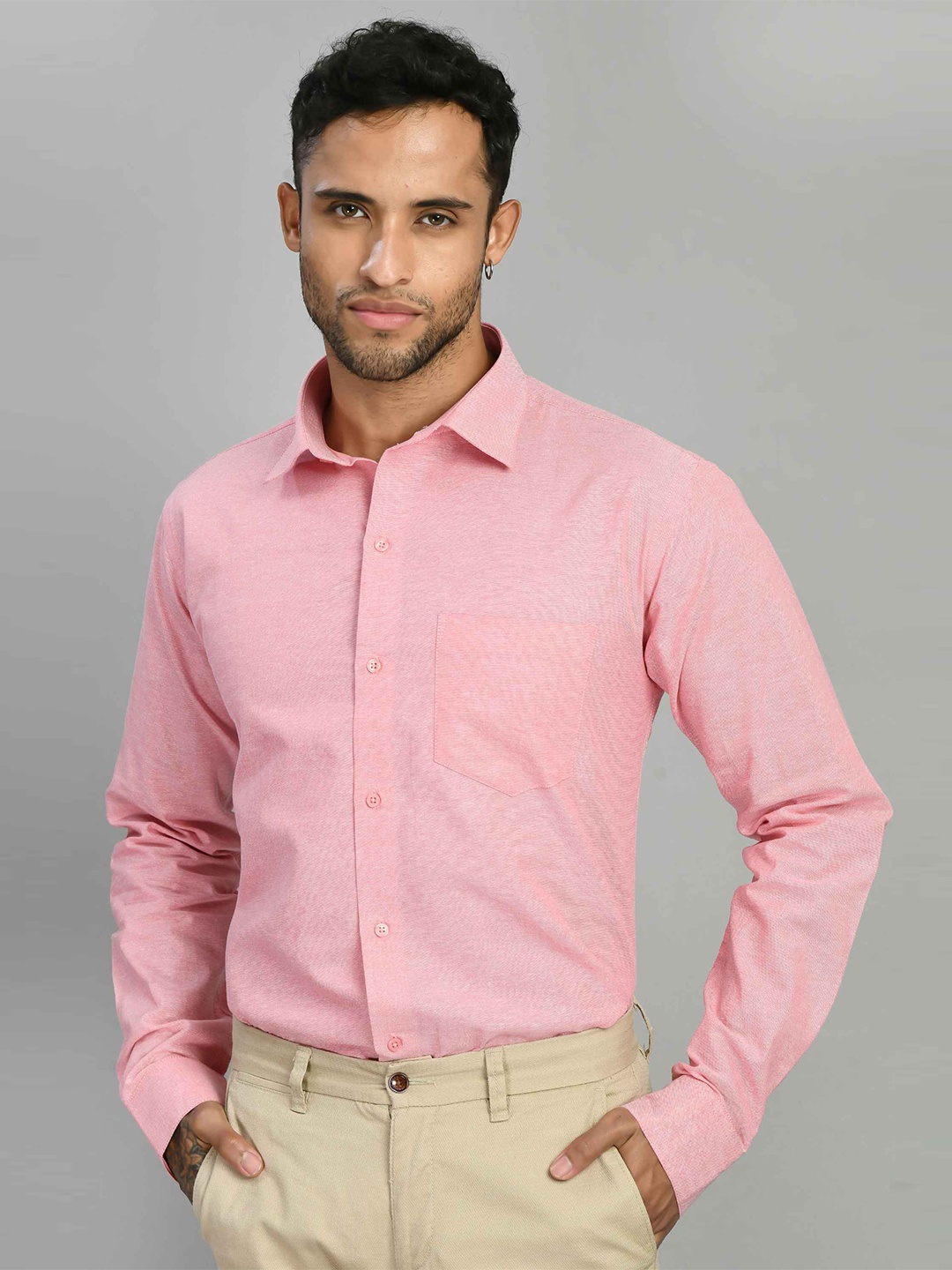 

SQUIREHOOD Smart Tailored Fit Cotton Casual Shirt, Peach