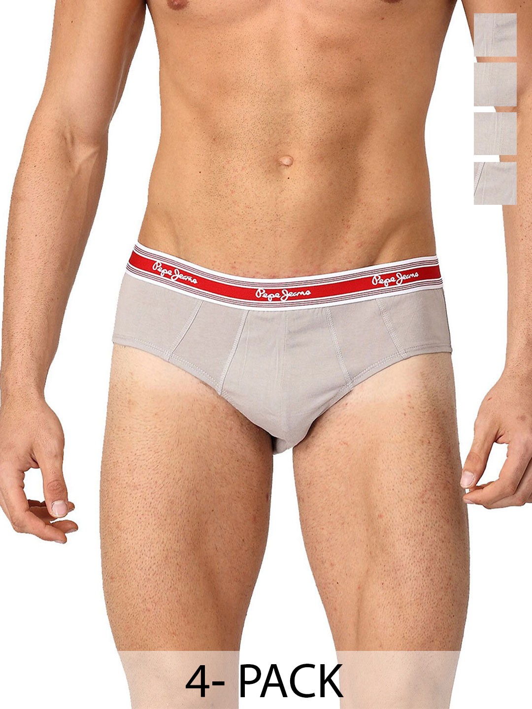 

Pepe Jeans Men Pack of 4 Pure Cotton Anti Microbial Basic Briefs CLB03_Ebony|Ebony, Grey