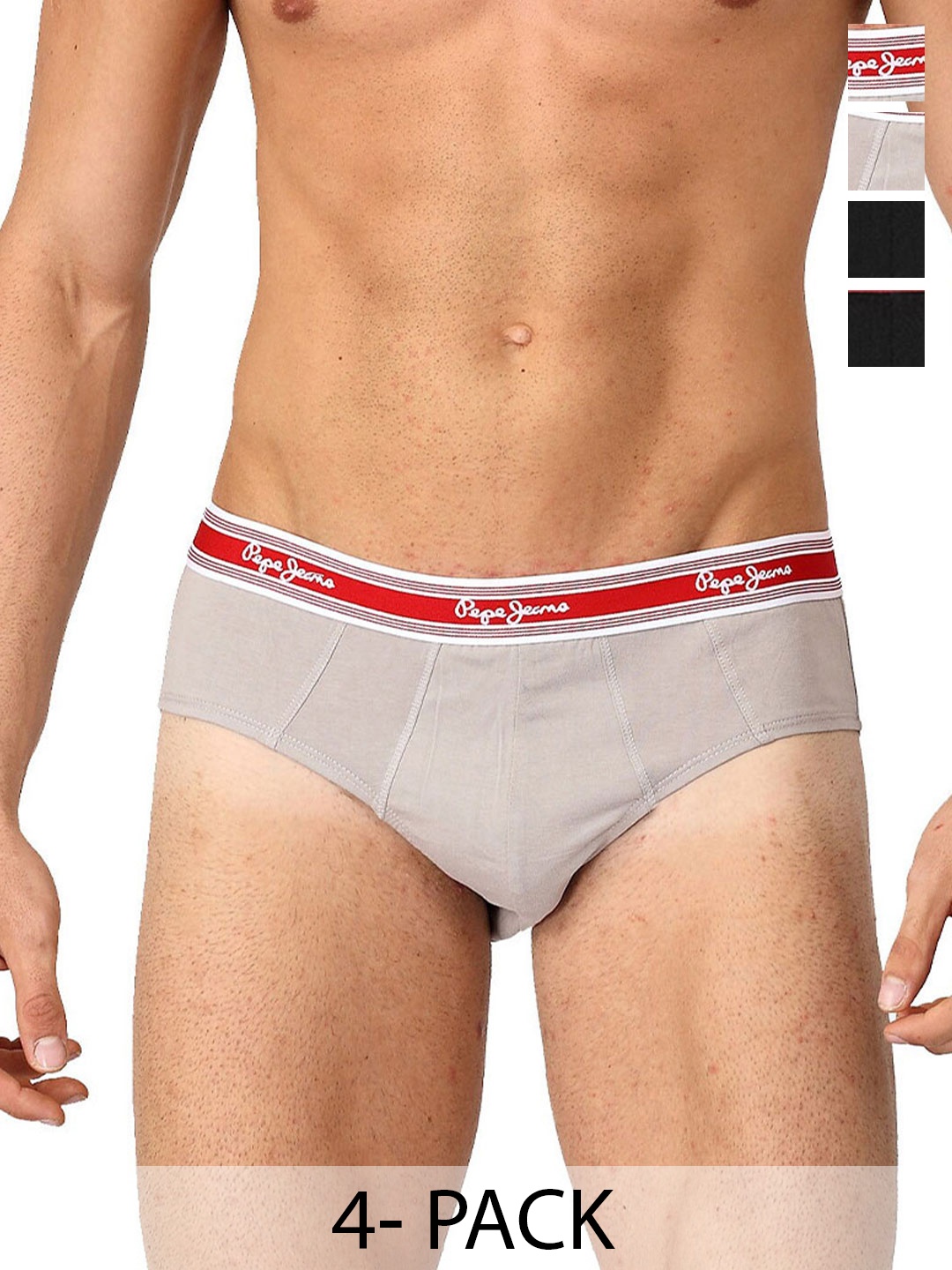 

Pepe Jeans Men Pack Of 4 Pure Cotton Anti Microbial Basic Briefs CLB03_Black|Ebony