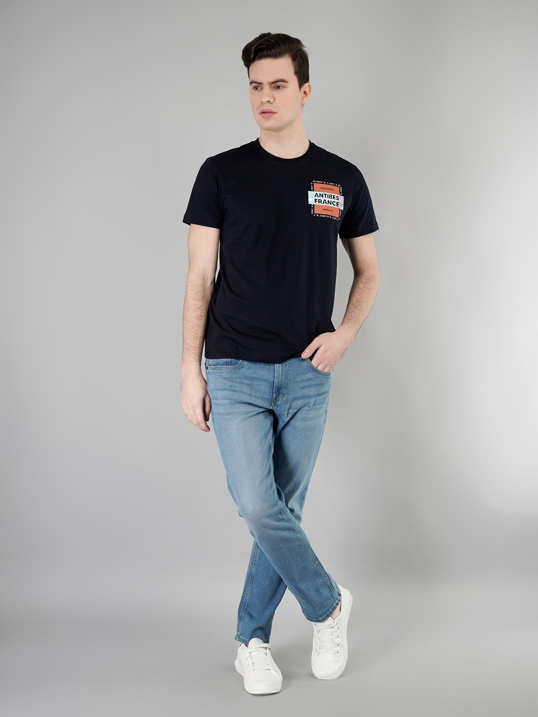 

TIM PARIS Graphic Printed Cotton T-shirt, Black