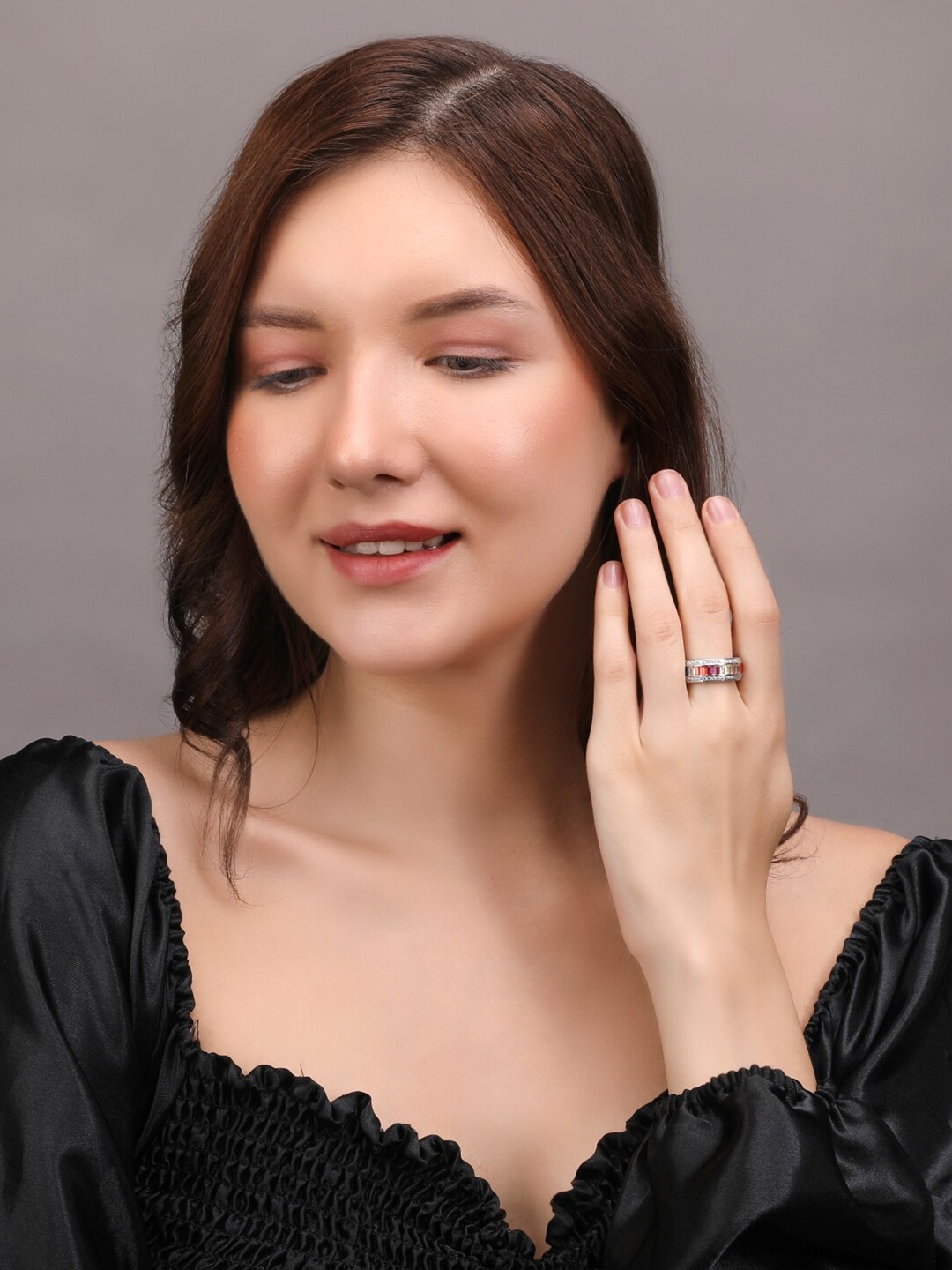 

Silver Chest 925 Sterling Silver Cubic Zirconia Rhodium Plated Finger Ring