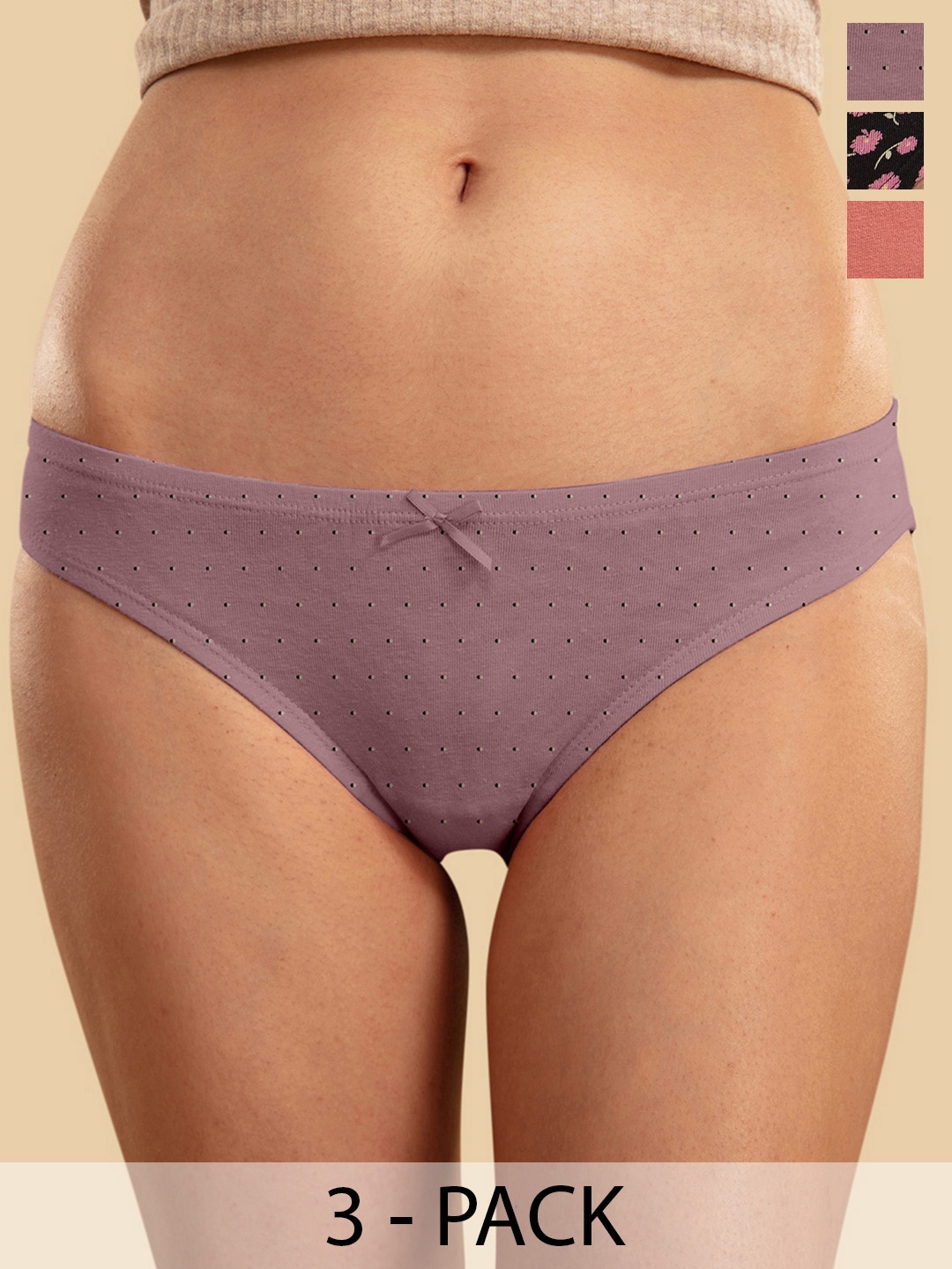 

Nykd Pack of 3 Mid-Rise Assorted Bikini Briefs