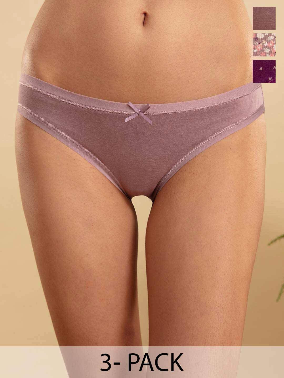 

Nykd Assorted Pack of 3 Printed Outer-Elastic Antimicrobial Bikini Briefs