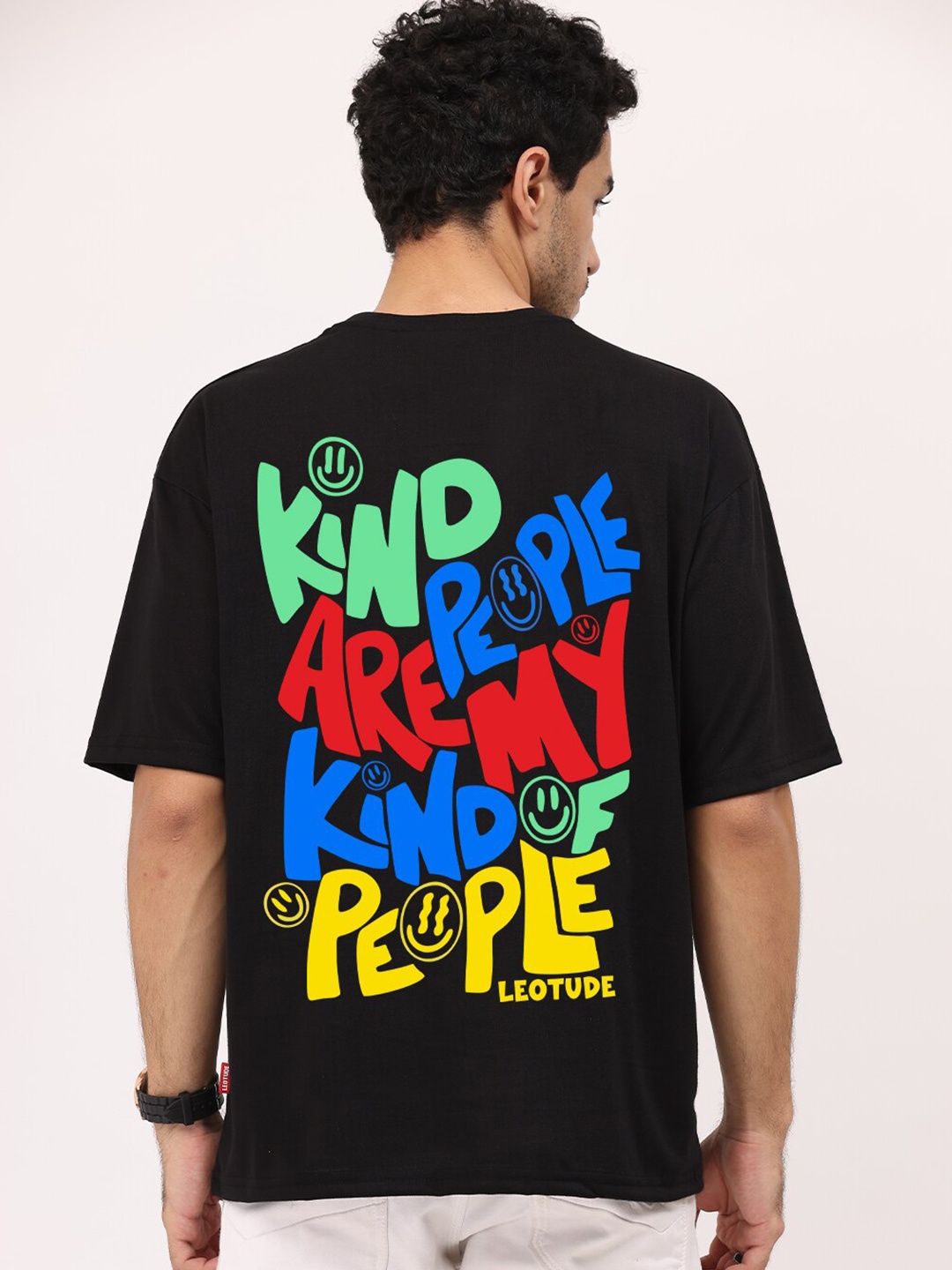 

Leotude Men Black Typography Printed T-shirt