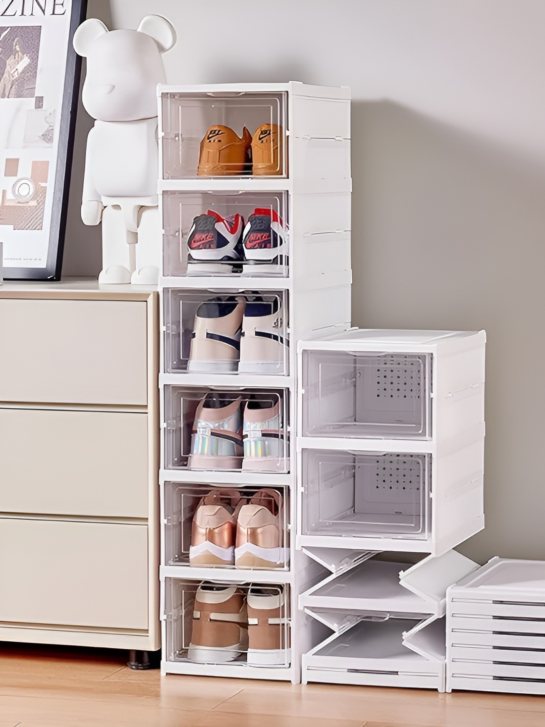 

HomeCloud White 3-Tier Collapsible Shoe Rack