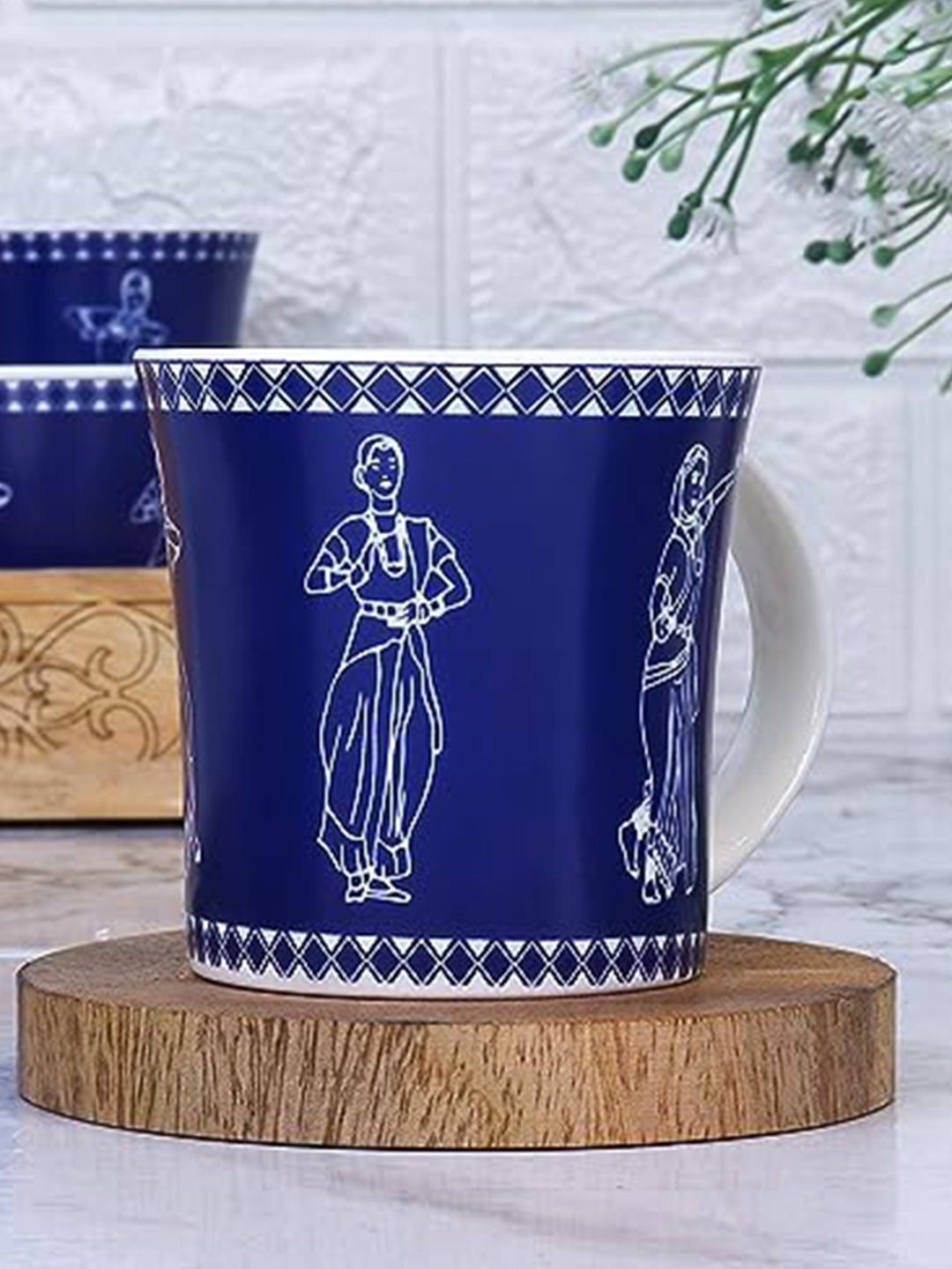 

Femora Blue 6 Pieces Ethnic Motifs Printed Ceramic Glossy Cups 160 ml