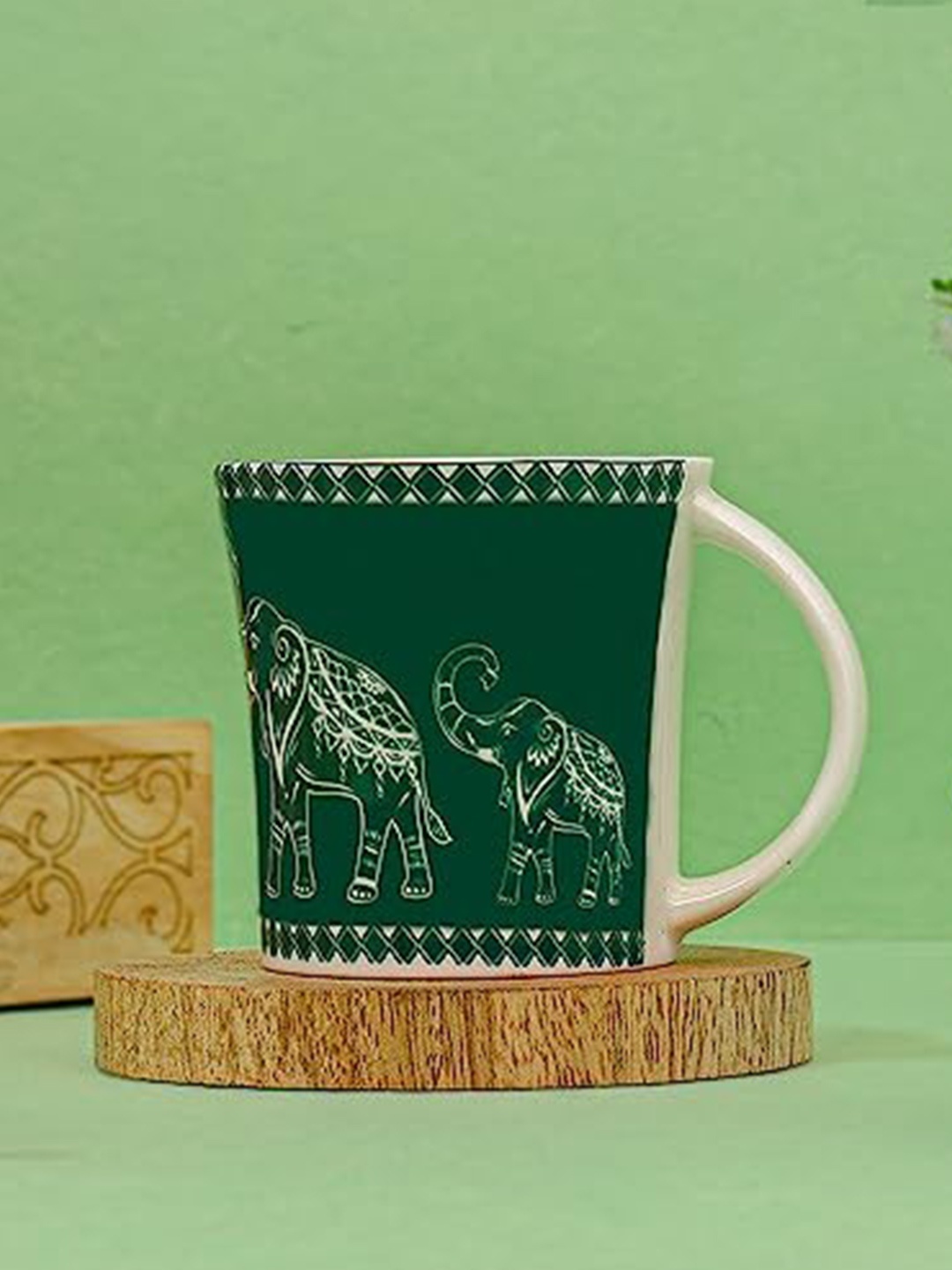 

Femora Green 6 Pieces Ethnic Motifs Printed Ceramic Glossy Cups and Mugs