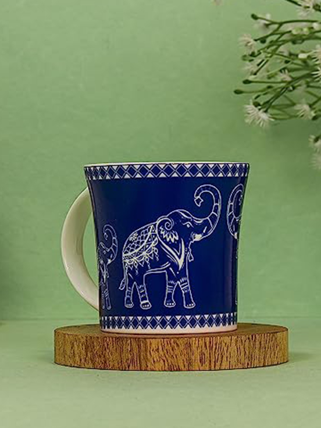 

Femora Blue & White 6 Pieces Ethnic Motifs Printed Ceramic Glossy Cups 160ml