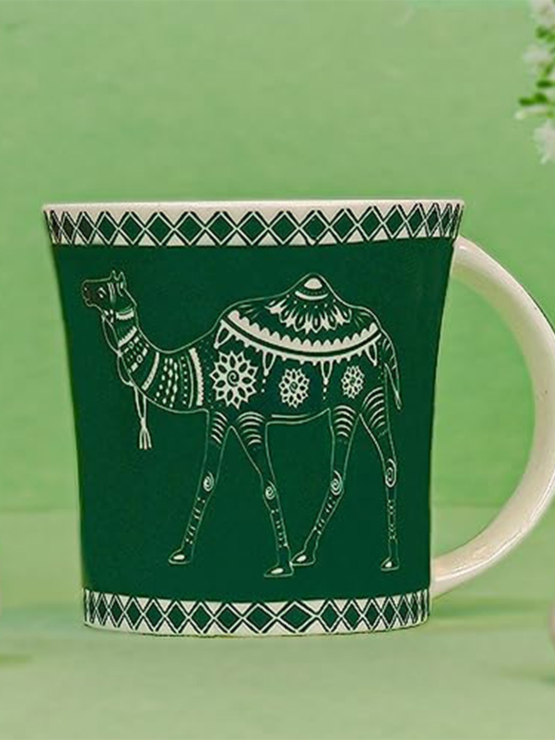 

Femora Green 6 Pieces Ethnic Motifs Printed Ceramic Glossy Cups 160 ml