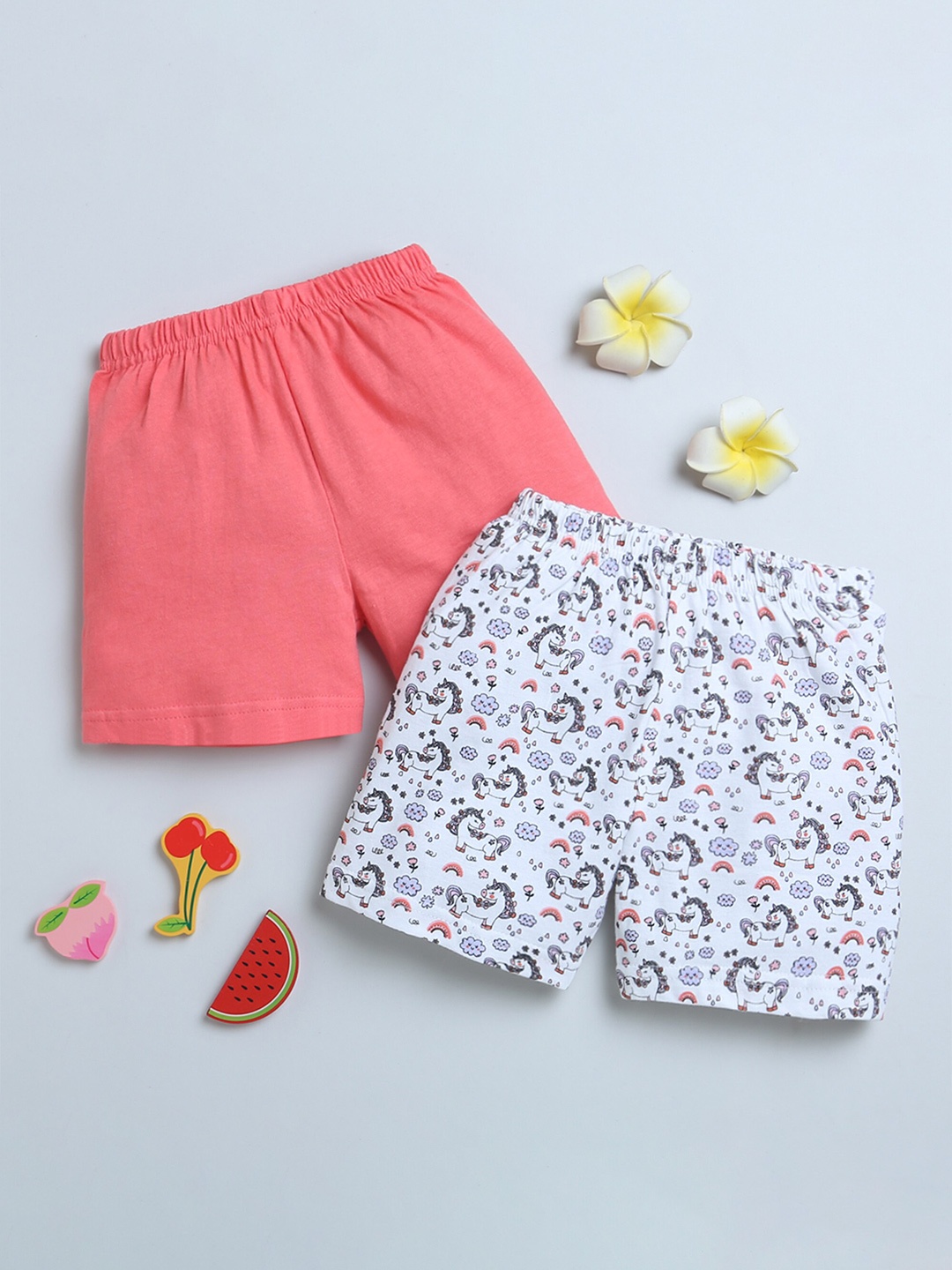 

BUMZEE Kids Pack Of 2 Cotton Shorts, Coral