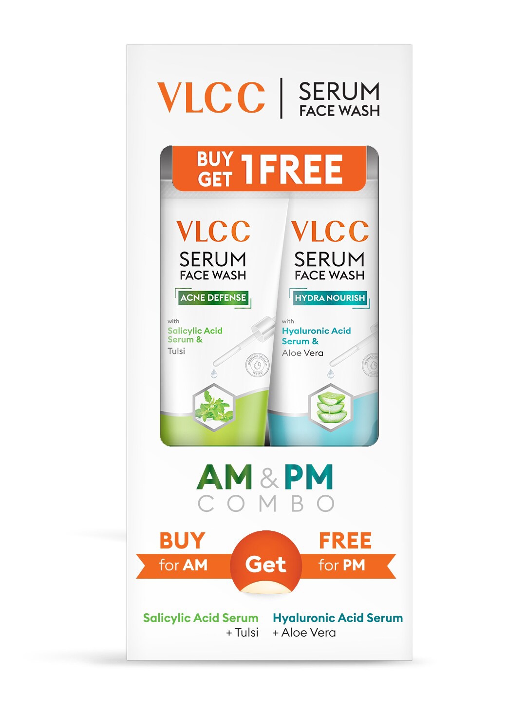 

VLCC Salicylic Acid & Neem Serum Facewash for AM & Aloe Vera Serum Facewash for PM, White