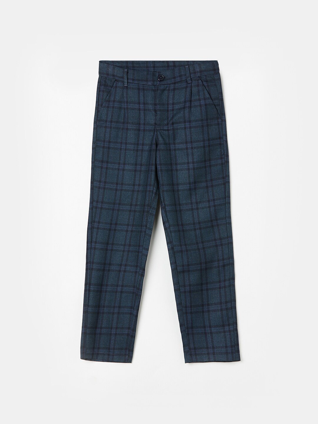 

Fame Forever by Lifestyle Boys Checked Mid Rise Plain Trousers, Blue