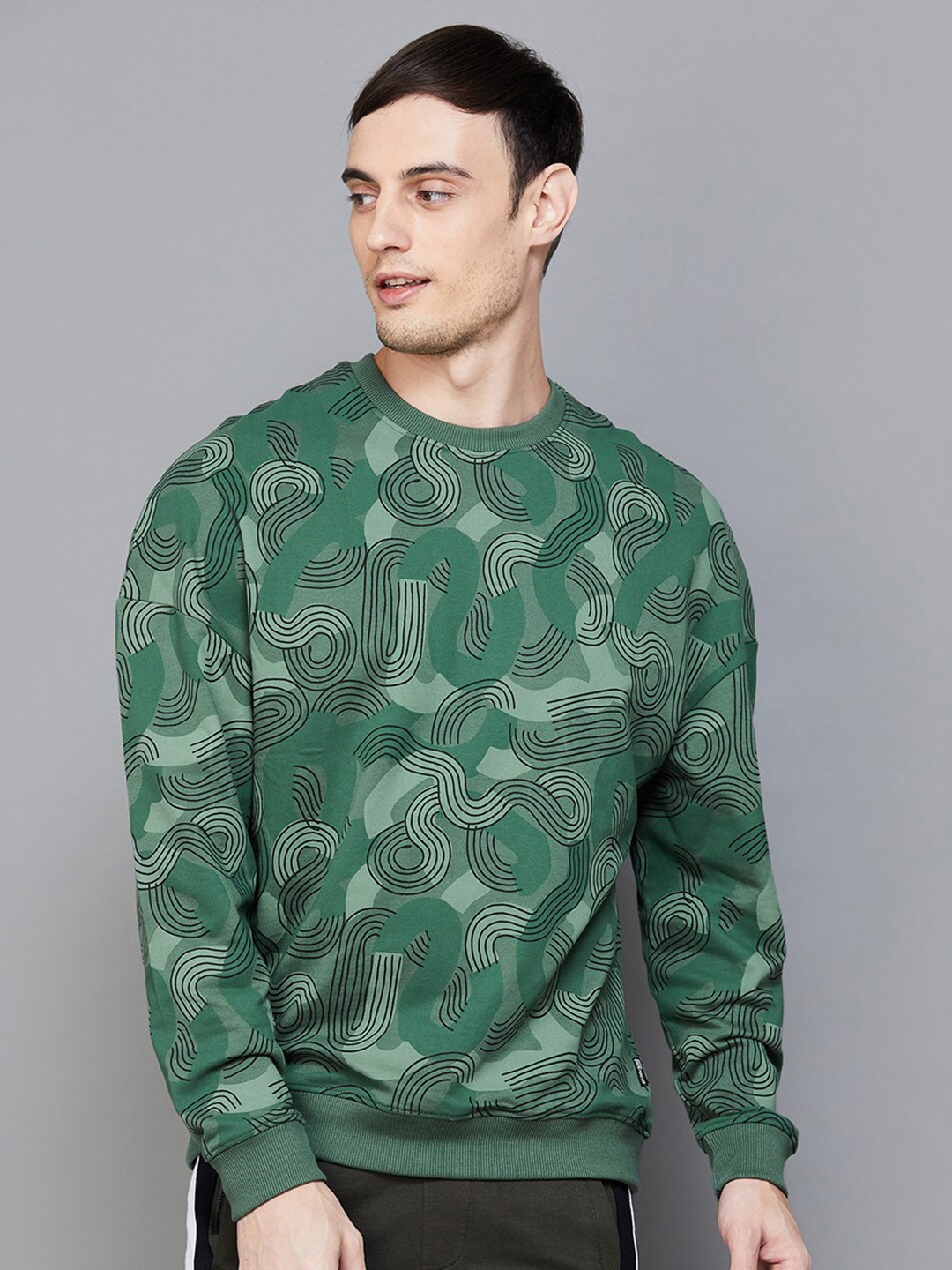 

Fame Forever by Lifestyle Abstract Printed Cotton Pullover, Green