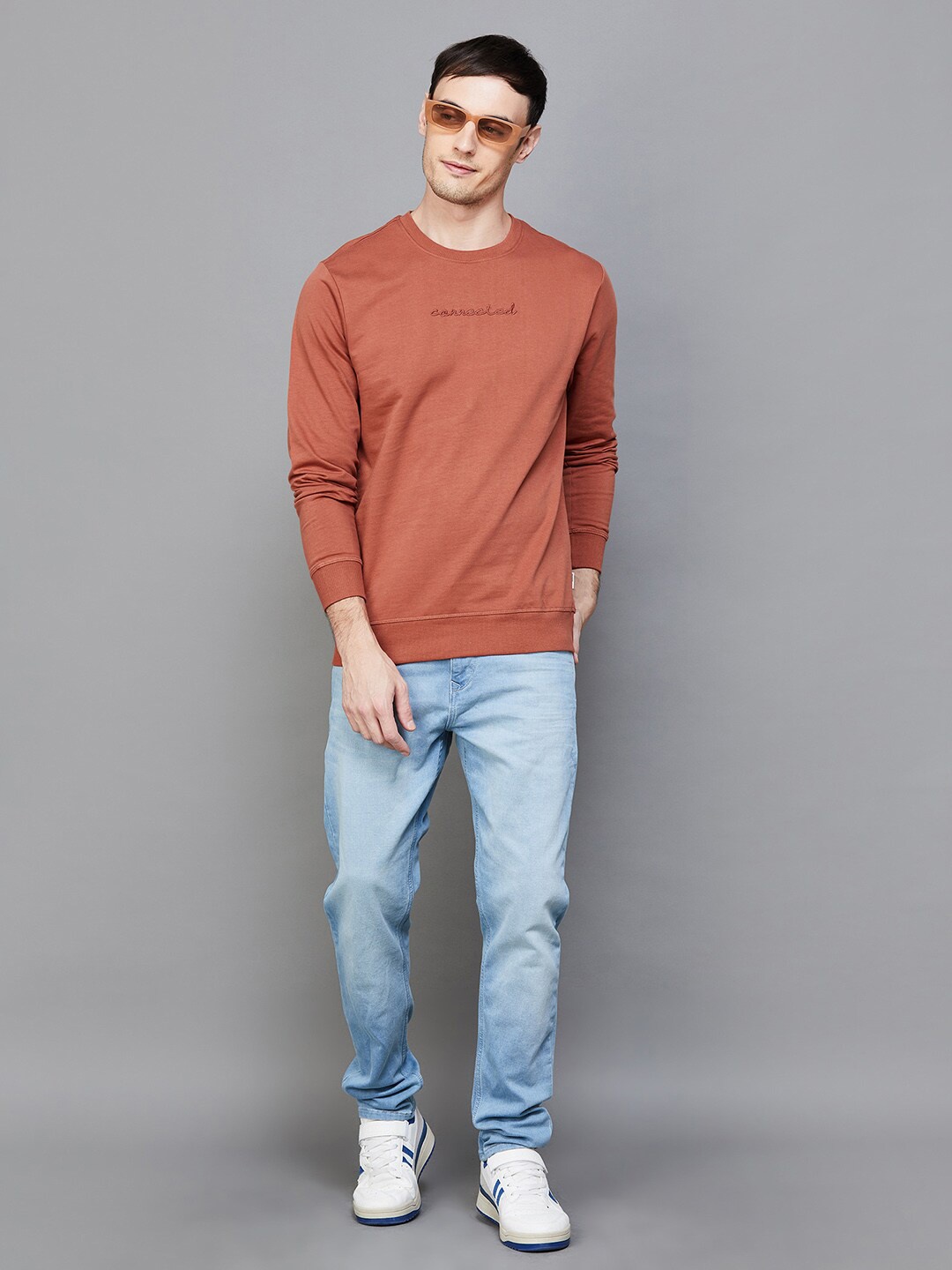 

Fame Forever by Lifestyle Round Neck Cotton Pullover, Rust