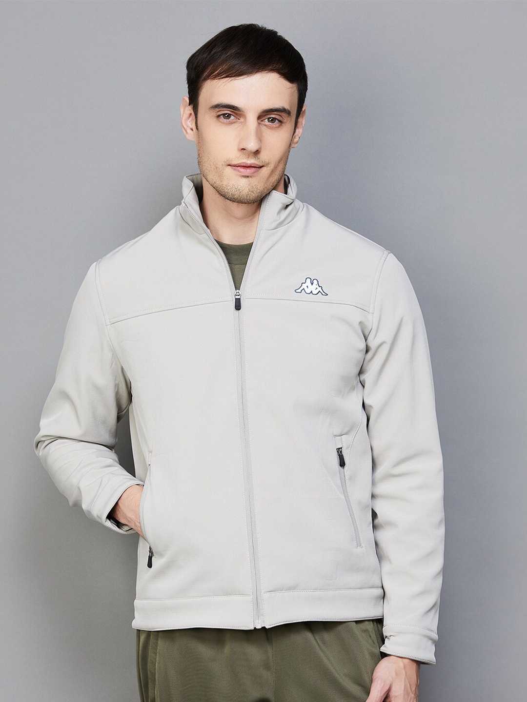 

Kappa Mock Collar Long Sleeves Sporty Jacket, Grey