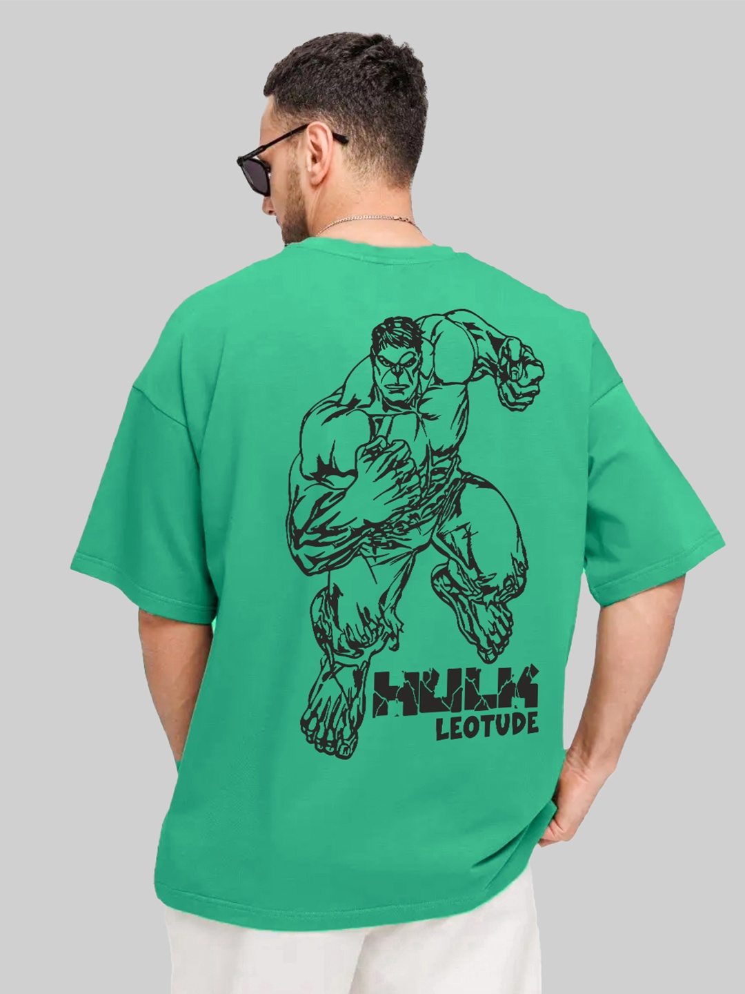 

Leotude Hulk Printed Oversized Round Neck T-Shirt, Green