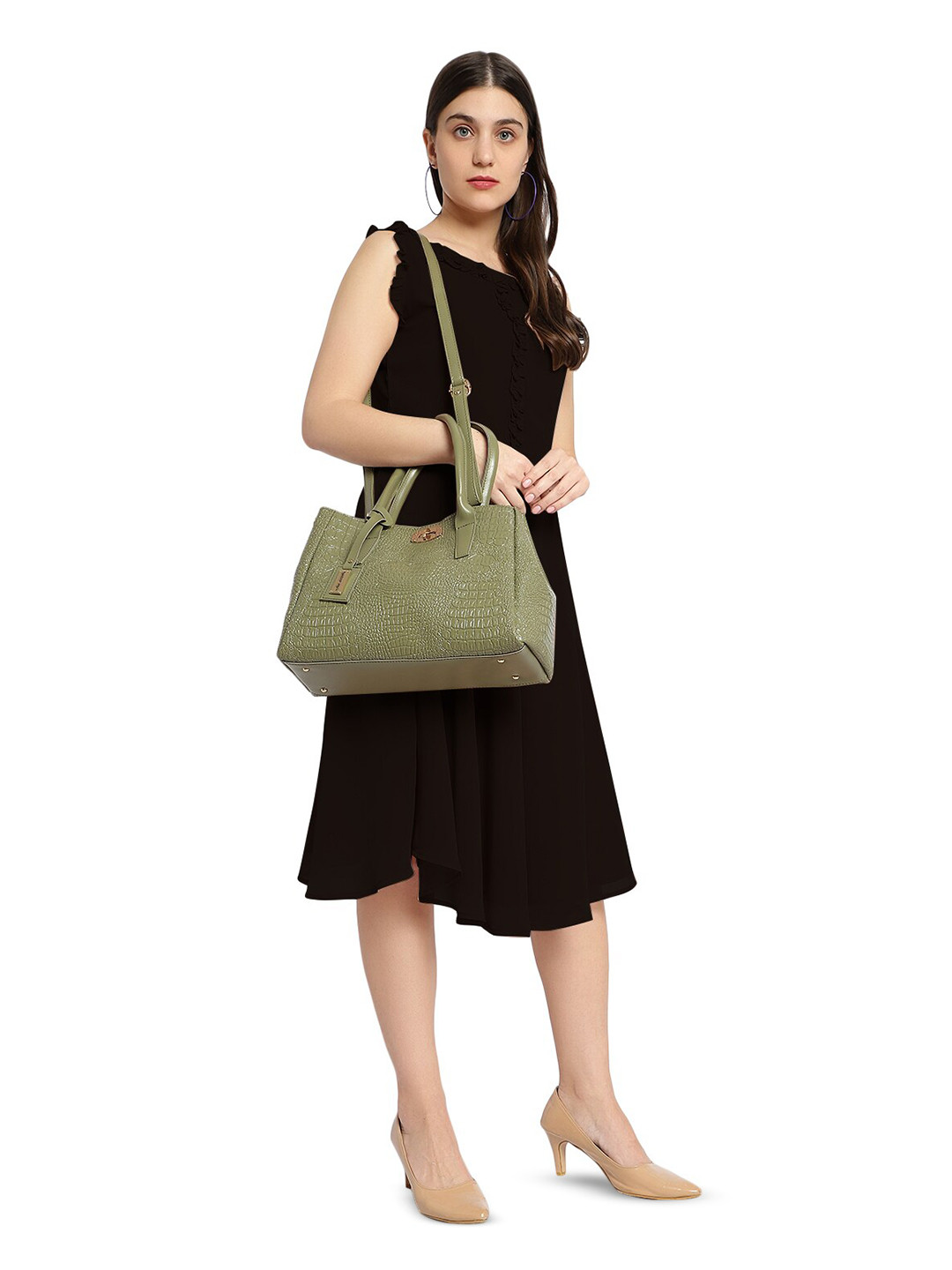 

Pez dorado Textured Structured Handheld Bag, Green