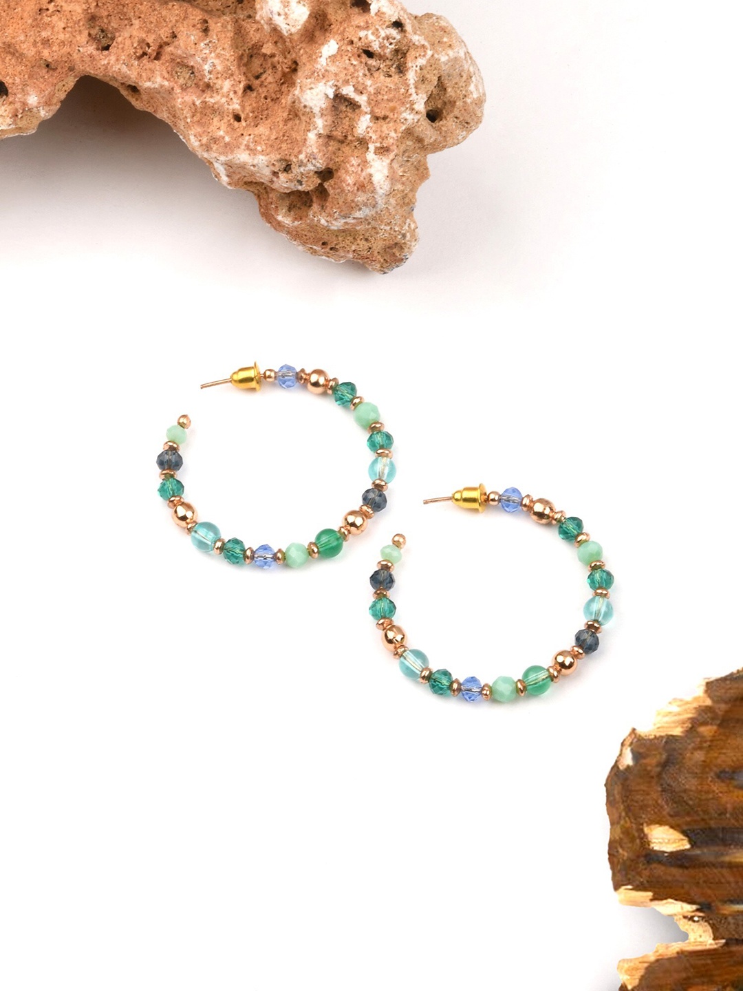 

Accessorize Gold-Plated Beaded Hoop Earrings, Blue