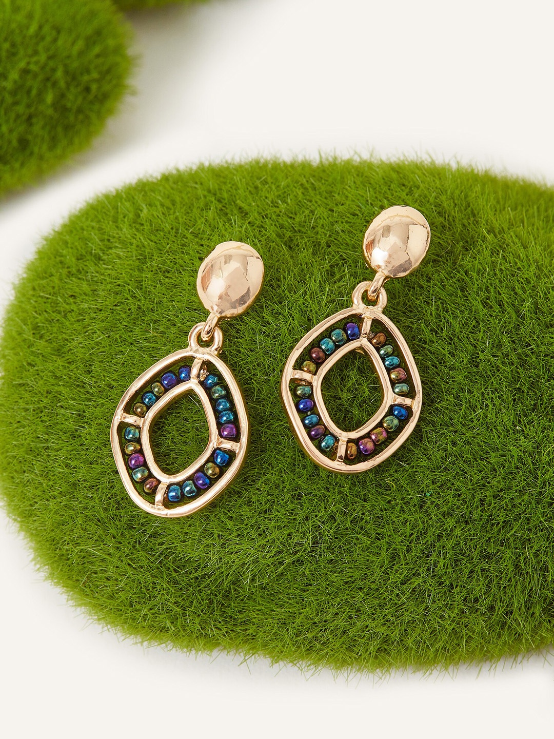 

Accessorize London Women Beaded Pave Drop Earrings, Blue