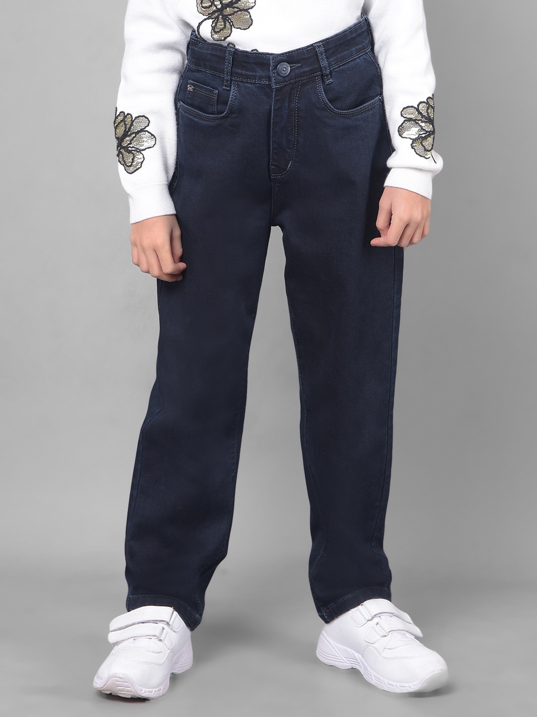 

Crimsoune Club Girls Clean Look Cotton Jeans, Blue