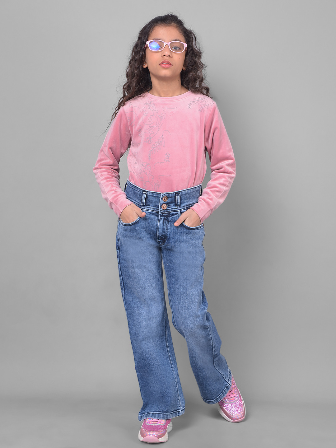 

Crimsoune Club Girls Mid Rise Stretchable Jeans, Blue
