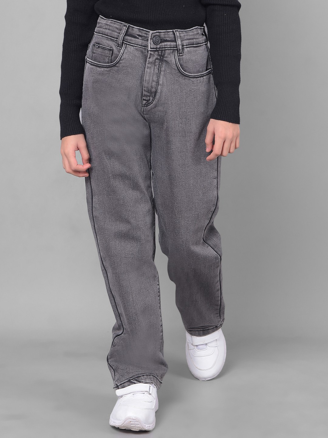 

Crimsoune Club Girls Mid Rise Stretchable Jeans, Grey