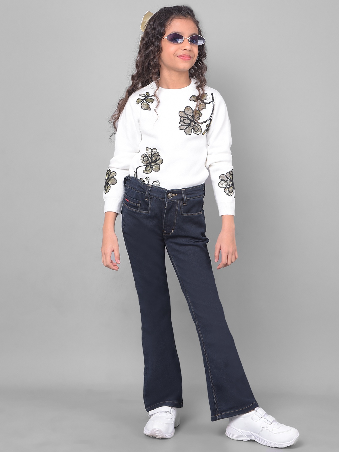 

Crimsoune Club Girls Mid Rise Stretchable Jeans, Navy blue