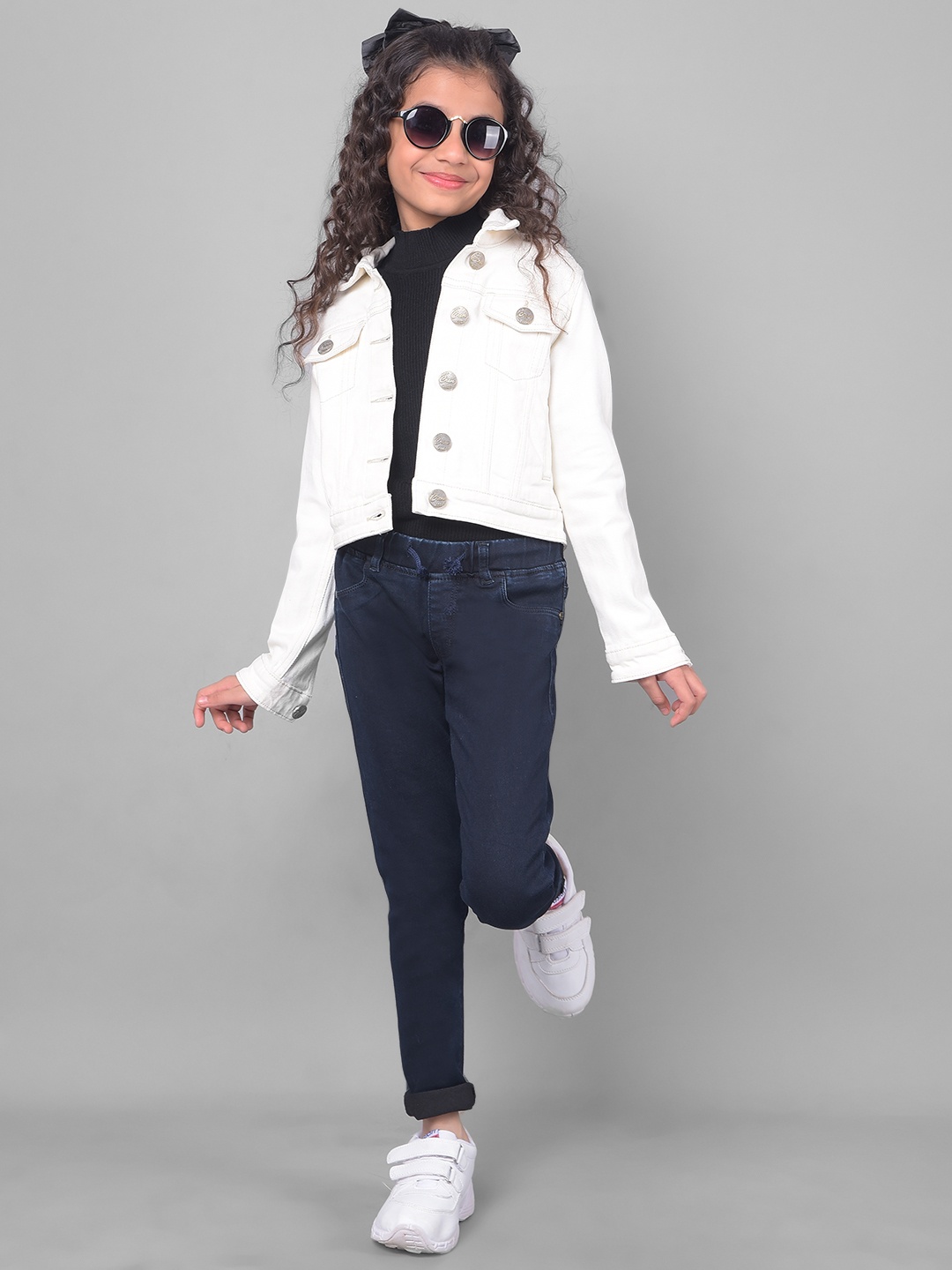 

Crimsoune Club Girls Mid Rise Stretchable Jeans, Navy blue