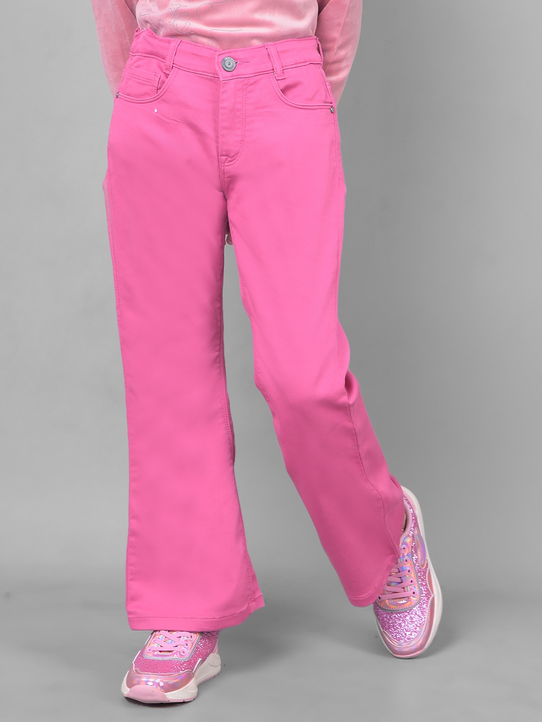 

Crimsoune Club Girls Clean Look Slim Fit Stretchable Jeans, Pink