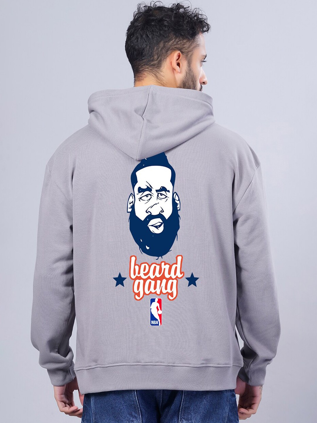 

PRONK Men Grey Printed Hooded Sweatshirt