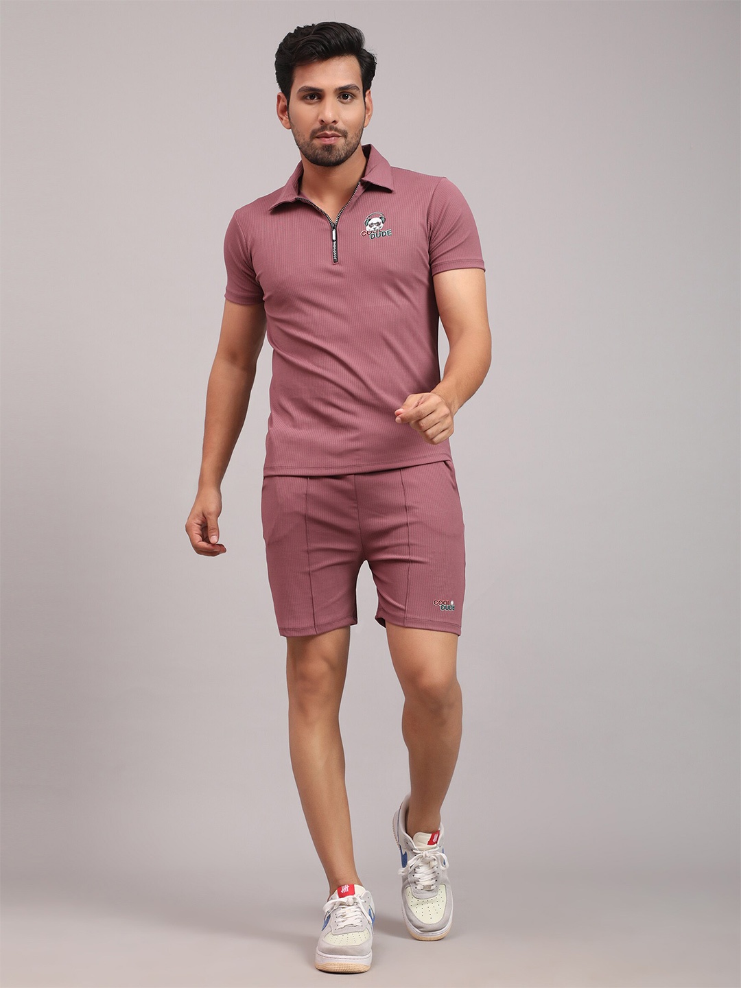 

DANZA-SON Mock Collar Tracksuits, Pink