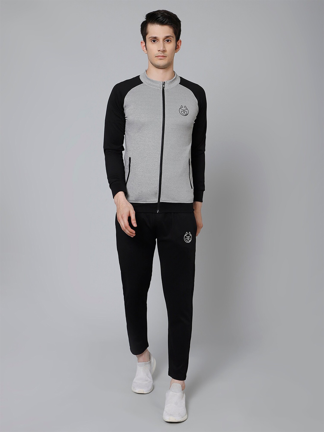 

DANZA-SON Colorblocked Raglan Sleeves Tracksuits, Grey