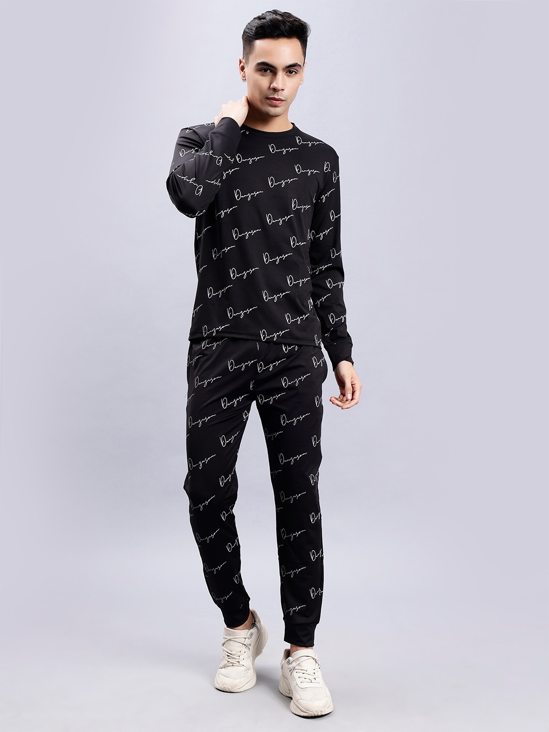 

DANZA-SON Typography Printed Tracksuit, Black