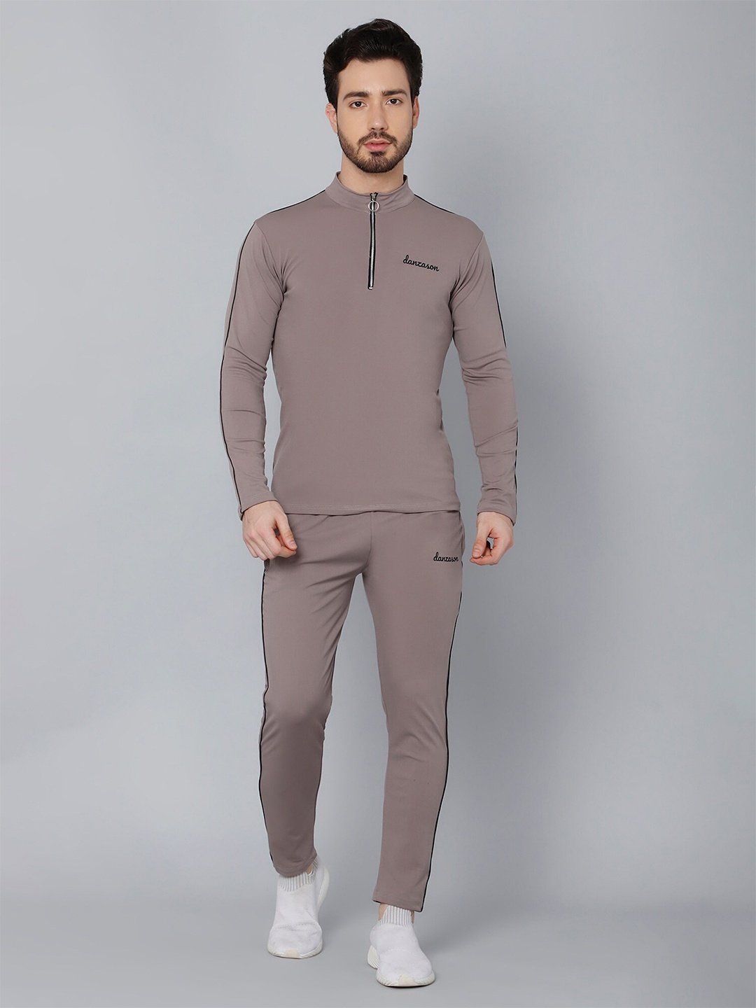 

DANZA-SON Mock Collar Sports Tracksuit, Grey