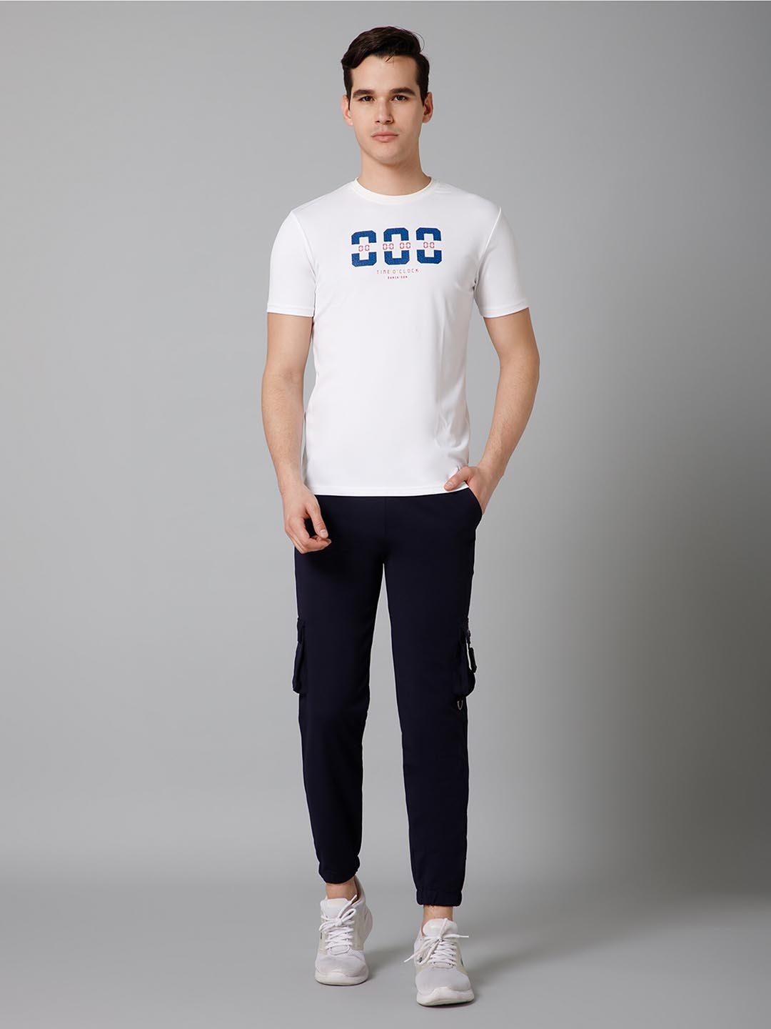 

DANZA-SON Typography Printed Round Neck Tracksuit, White