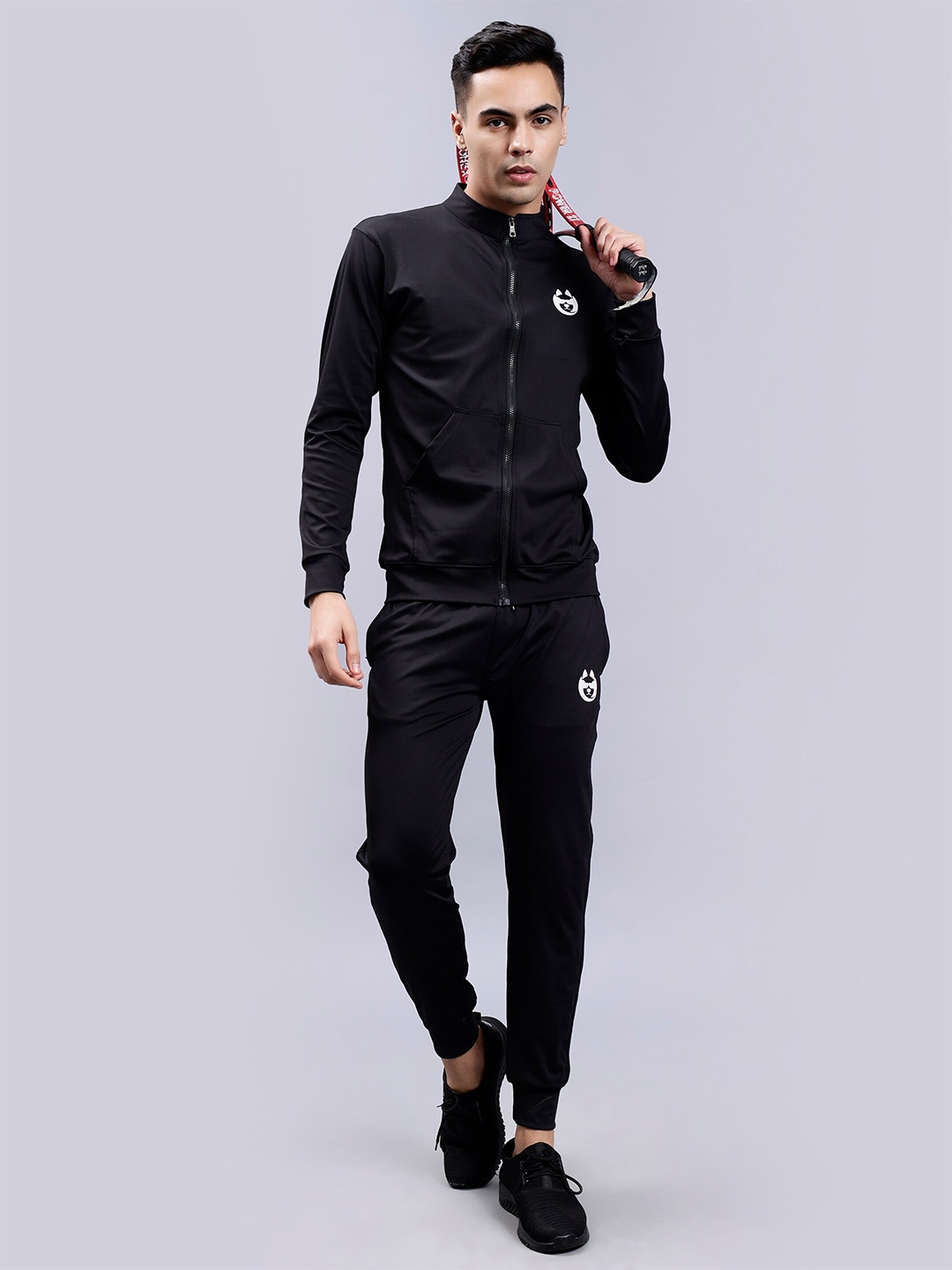 

DANZA-SON Mock Collar Tracksuits, Black