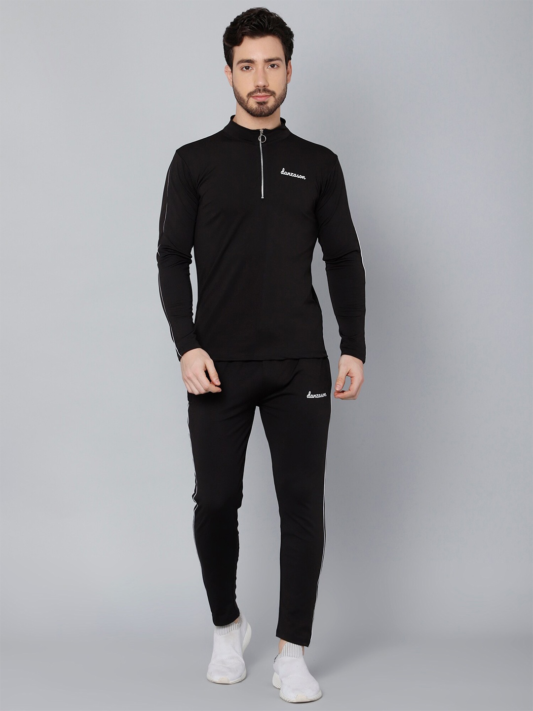 

DANZA-SON Mock Collar Tracksuits, Black