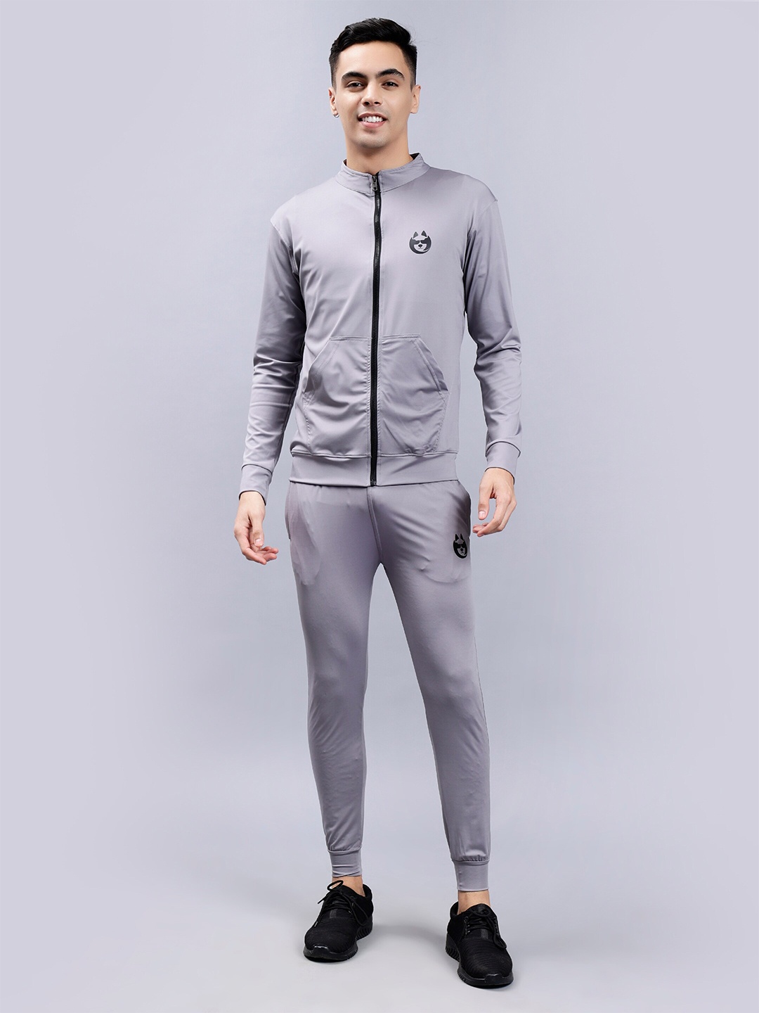 

DANZA-SON Mock Collar Tracksuits, Grey