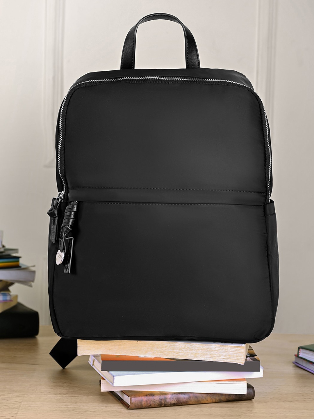 

Accessorize Women Solid Synthetic Leather Backpack, Black