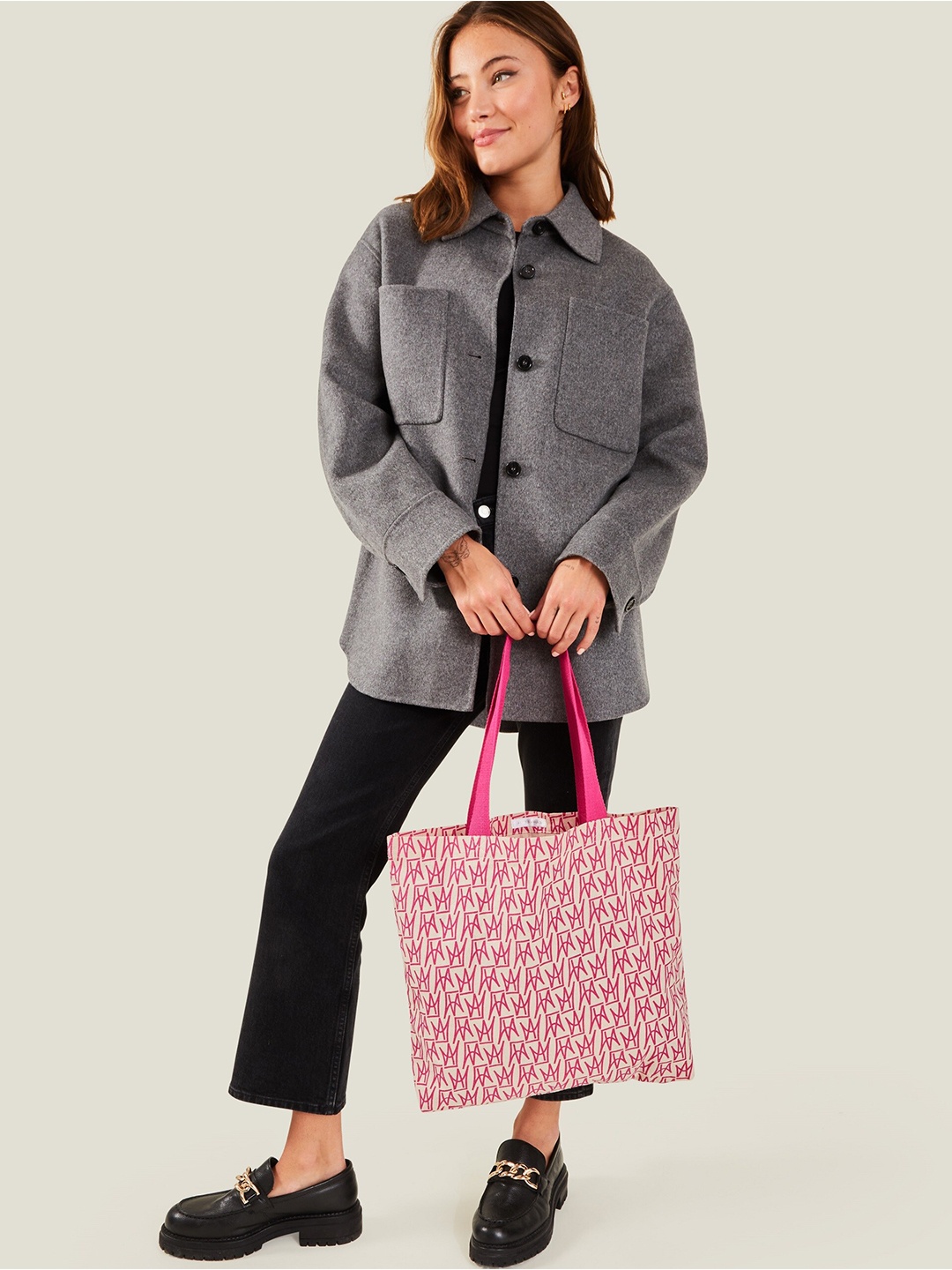 

Accessorize London Abstract Printed Tote Bag, Pink