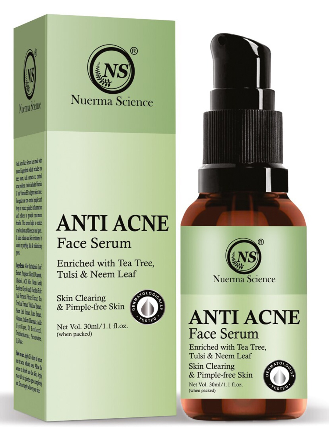 

Nuerma Science Anti-Acne Face Serum with Tea Tree & Tulsi - 30ml, Green