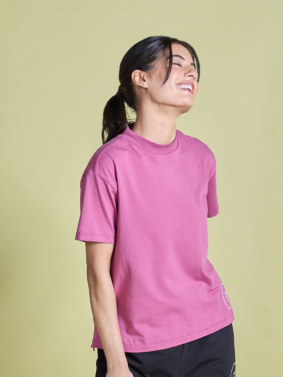 

Nykd Round Neck Pure Cotton Lounge T-Shirt, Mauve