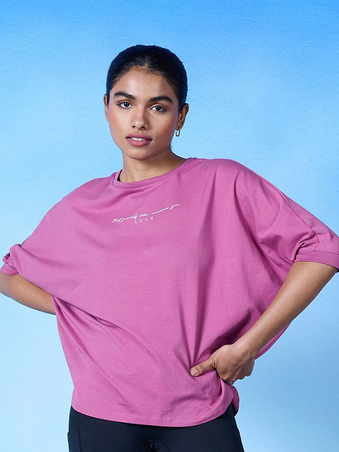 

Nykd Dolman Sleeves Round Neck T-Shirt, Mauve