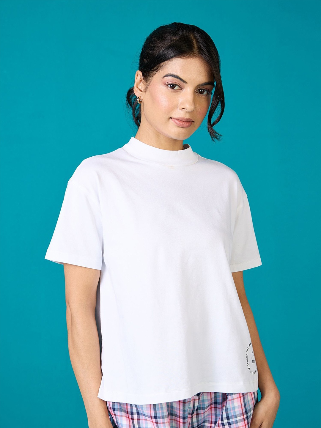 

Nykd Round Neck Pure Cotton Lounge T-Shirt, White