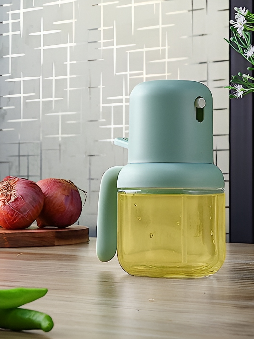 

Femora Transparent Glass Dishwasher Safe Oil Dispenser 180ml, Green
