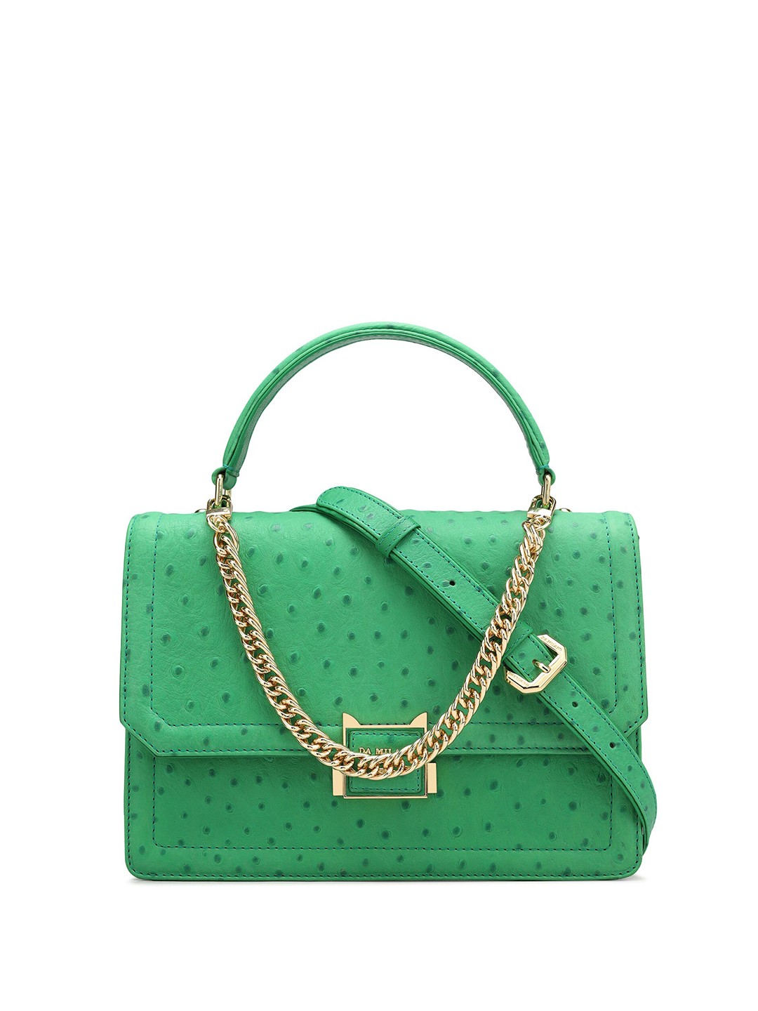 

Da Milano Textured Leather Structured Handheld Bag, Green