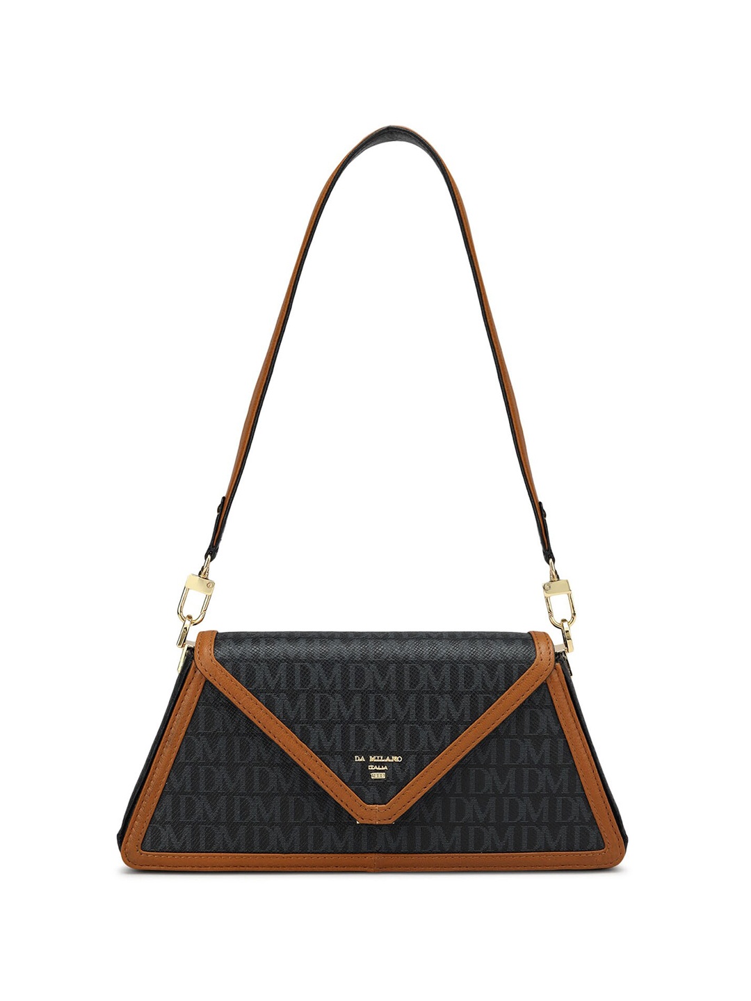 

Da Milano Textured Leather Shoulder Bag, Black